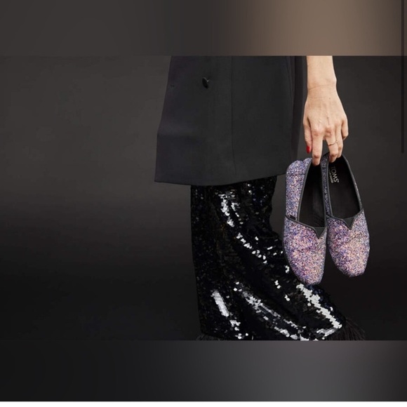 Toms Womens Alpargata Black Chunky Glitter Slip-on Shoe Size 8 - Picture 3 of 10